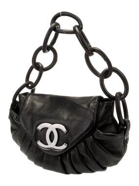 Authentic CHANEL Leather Ring Flapbag Bag